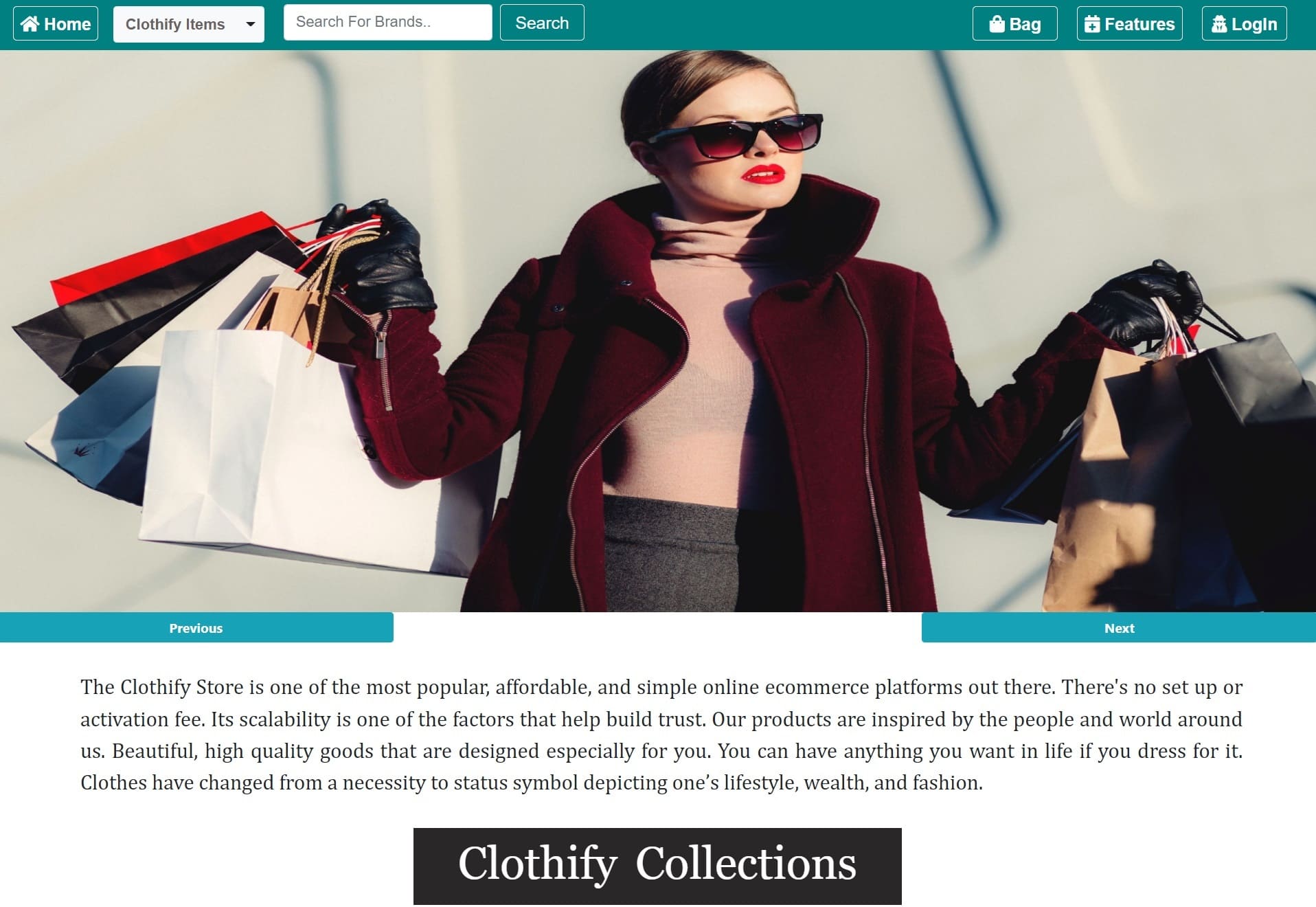 The Clothify Store Home Page