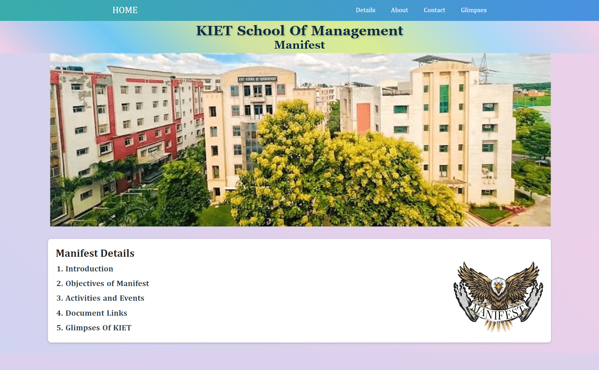 Kiet Manifest Home Page