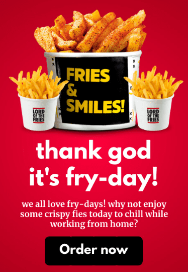 Image Containing A Banner Which Shows The Offer On French Fries